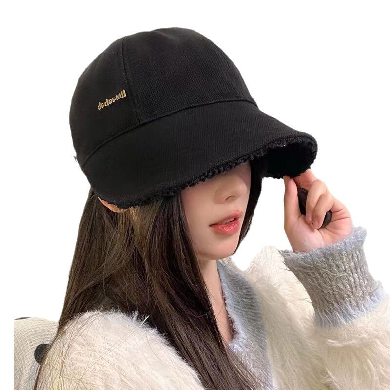 New Fleece-Lined Cold-Proof Warm Reversible Duckbill for Women, Autumn and Winter Face-Shielding Korean Version, Face-Slimming Versatile Fisherman H