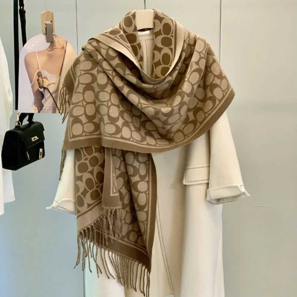 Autumn and winter popular imitation cashmere scarf women's double-sided thick tassel shawl dual-use warm and versatile scarf S261017VJGN