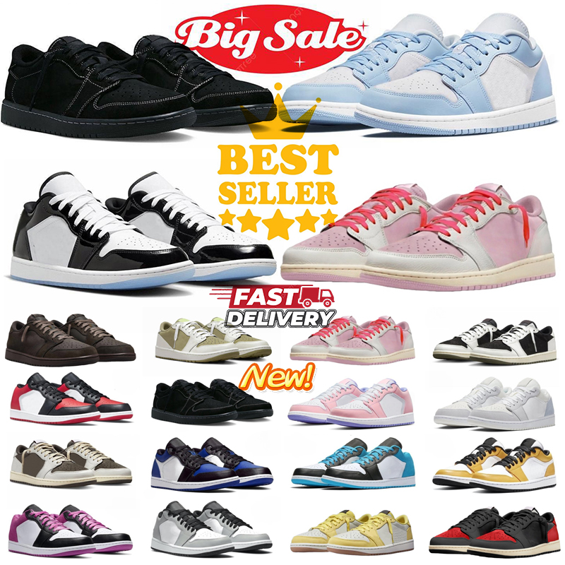 Free shipping Designer Basketball black phantom shy pink reverse mocha travis scoots low 1 1s lows Sport Shoes sneakers size 36-47