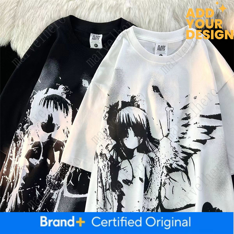 Retro Angel Print Short Sleeved Women T Shirt Summer Harajuku Casual Loose Oversize Women S T Shirts Female Clothing