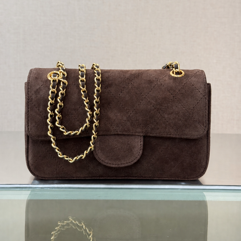 Quilted Suede Mini Flap Bag Chain Shoulder Crossbody Strap Compact Vintage Chic for Daily Outings Top-Tier Designer New Arrival