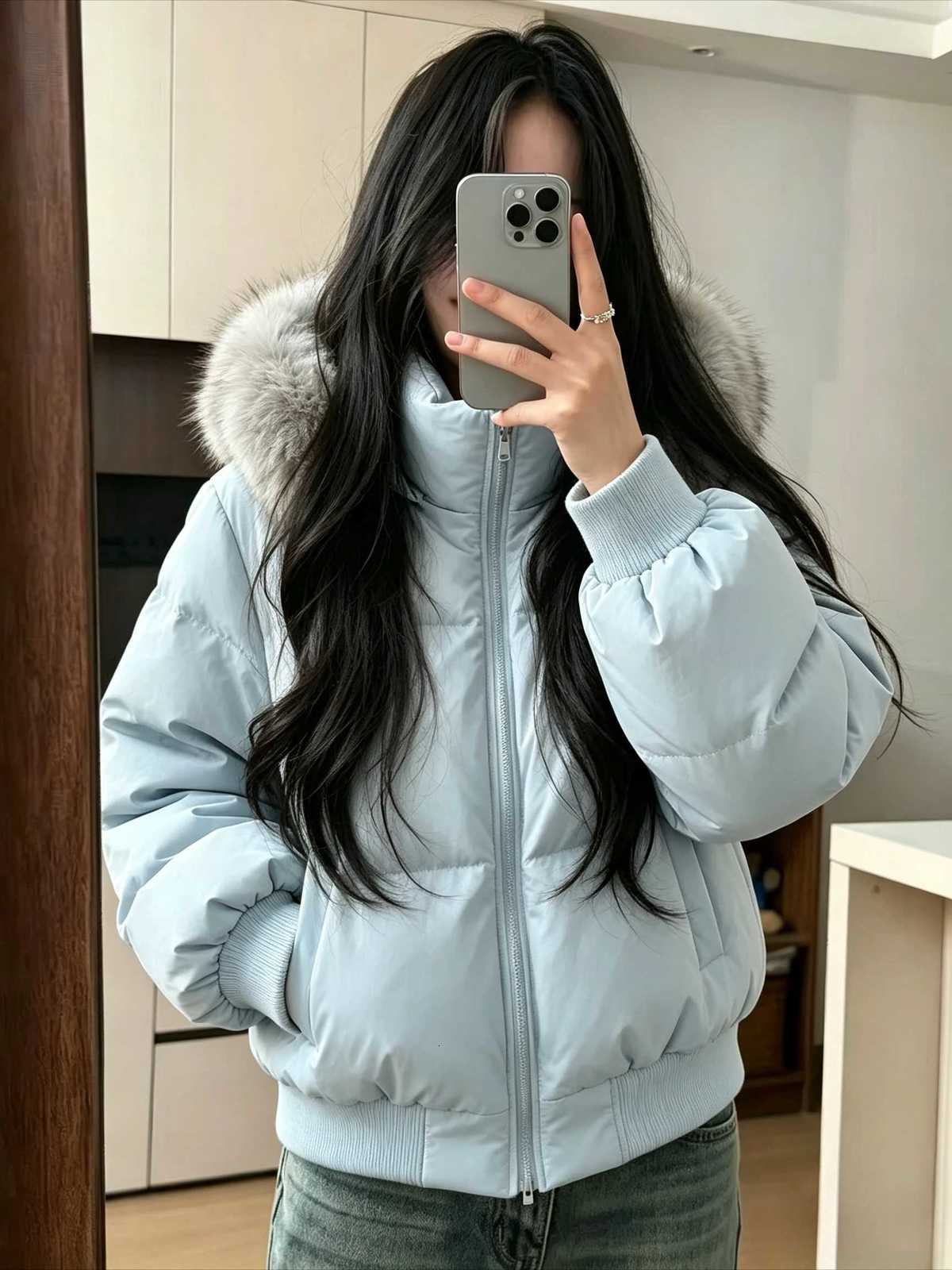 Women's Down Parkas Y2K Retro Women Winter Parka 2026 Korean Fashion Faux Fur Collar Warm Cotton Padded Jacket Outer Coat For Cold DaysT261017