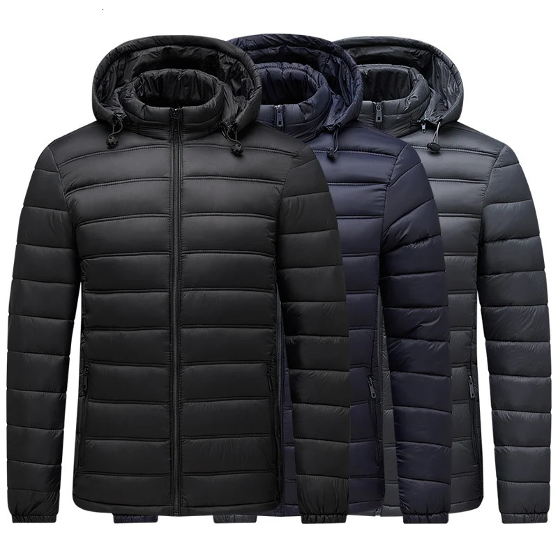 Down Parkas Men's Winter Warm Lightweight Hooded Jacket Men's Autumn Winter Outdoor Waterproof Detachable Hat Versatile Top 261016
