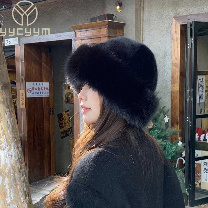 Beanie/Skull Caps New Style Fashion Hat Women's Winter New Thick Warm Imitation Fur Simple Fisherman's Hat Imitation Mink Fur Ladies Mongo