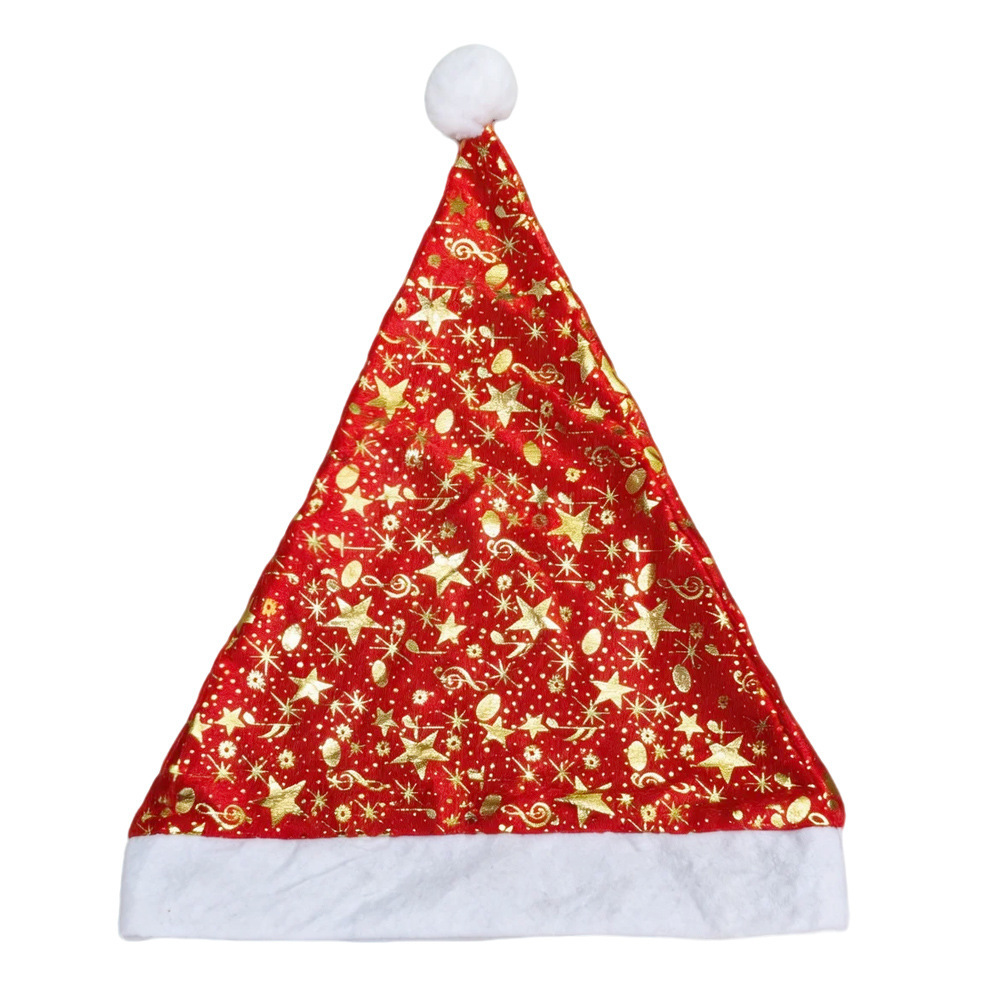 silver foil gold velvet triangularshaped Christmas hats nonwoven fabric with white trim adultsized festive party hats