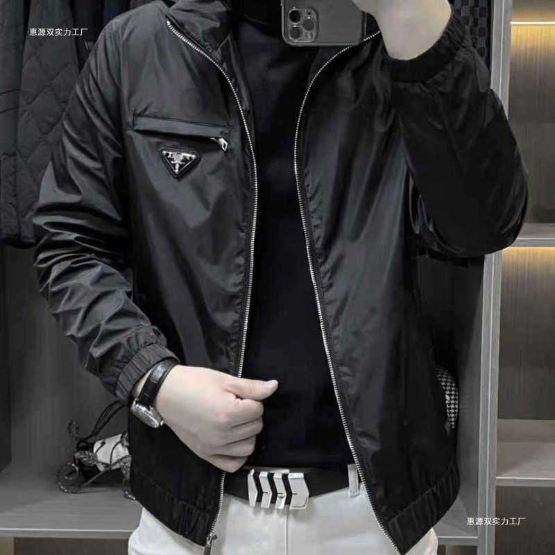 Men's Jackets Designer Trendy slim-fit jacket for men, perfect for spring and summer, casual and versatile, stylish outerwear with a stand-up c