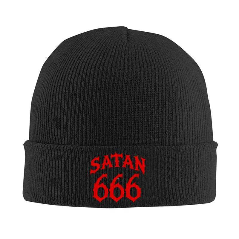 Beanie/Skull Caps SATAN 666 Gothic Skull Knit Beanie Hat Warm Winter Cuffed Cap for Men WomenT261017
