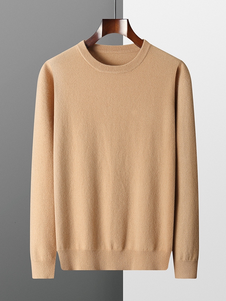 MVLYFLRT 100% Pure Merino Wool Men's Round Neck Pullover Tops Autumn Winter Thin Solid Color Sweater Versatile Basic 26Y1017