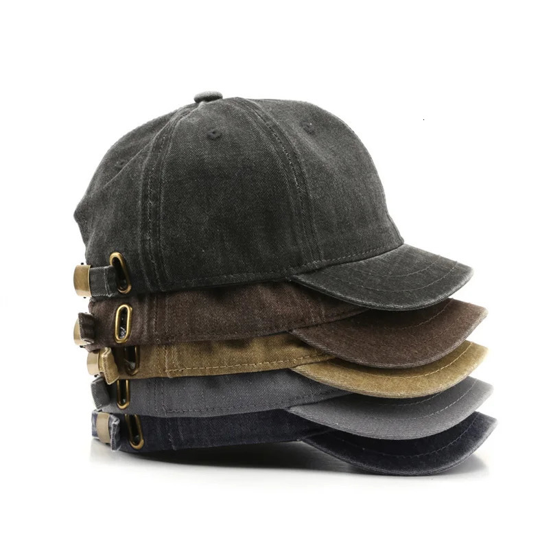 Retro Short Brim Baseball Cap Solid Color Adjustable Cotton ed Cap for Men Women Summer Casual Hip Hop Sun Hats261016