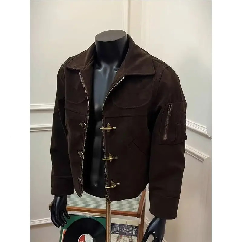 Retro American Pilot Spring and Autumn High Top n Trendy Coat Fashion Windbreaker Long Sleeve Collar Brown Men's Jacket 261014