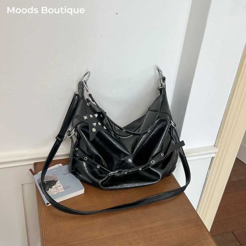 Cross Body MOODS Biker Style Shoulder For Women Soft PU Leather Large Capacity Shopper Totes Decor FAshion Cross Body Bag H261016