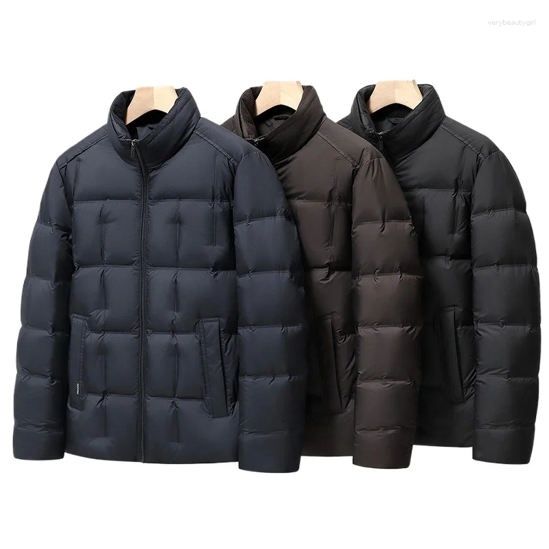 Arrival Men's Down Jacket Autumn Winter Light Luxury Stand Up Collar Fashionable Casual Warm Velvet Youth Coat Men Size 4XL