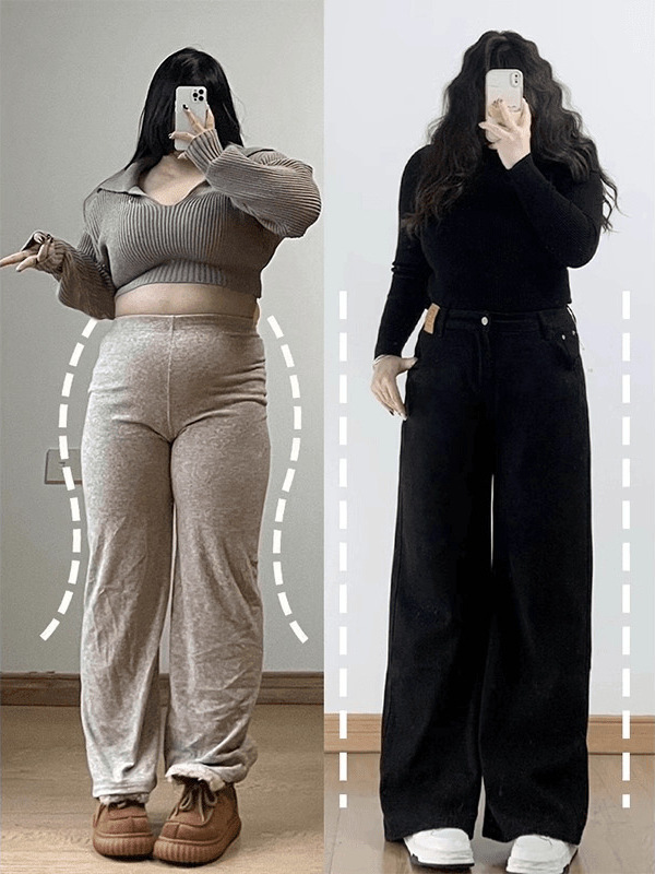 65-150kg Pear-shaped body plus-size women's black extra-large jeans, slimming high-waisted floor-length wide-leg pants