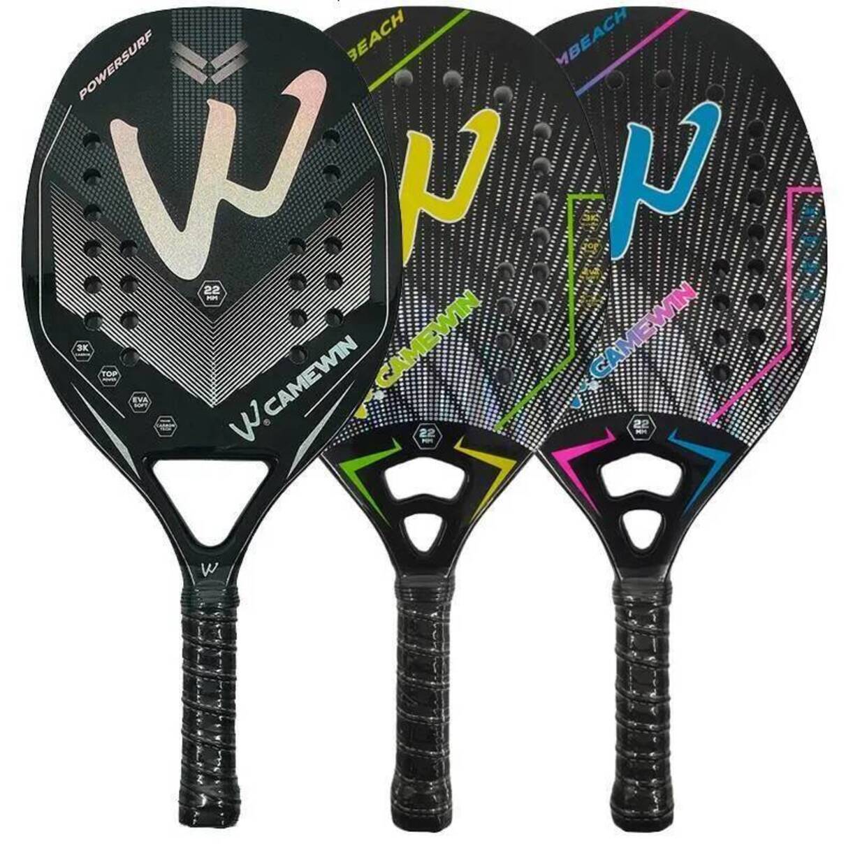 Multi-Piece Tennis Racket Matching Kits Camewin 3K Beach Full Carbon Fiber Rough * Surface Outdoor full graphite professional tournament racquets Sp
