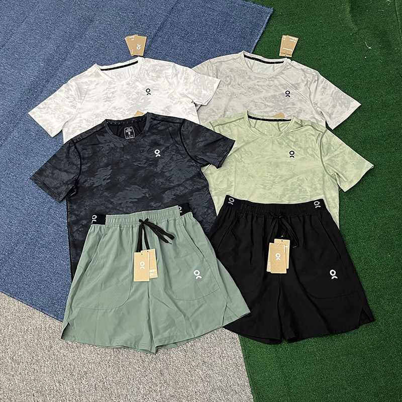 designer t-shirt men casual gym Ice silk Breathable Quick-Dry Short-sleeved Tshirts nk/ua/on sportwear Training running tees+shorts Tracksuit two pi
