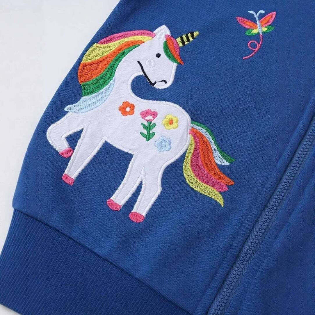 Girls Hoodie 2026 Baby Girls Fashion Cartoon Unicorn Long Sleeve Hooded Zipper Hoodies Childrens Spring Autumn Casual Jacket Coat Crew