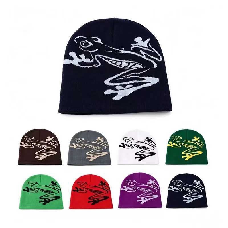 Beanie/Skull Caps Tree Frog Print Beanie Men Women Stretchy Knit Skull Cap for Outdoor Sports Casual Streetwear Unisex Cuffed Winter HatT261017