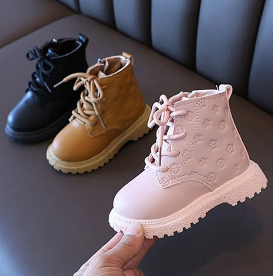 Kids Girl Winter Snow Boots High Top Kids Shoes 2025 Fashion Child Boot Boy Leather Shoes Waterproof Ankle Boots Warm Girl Boot Infant Sizes 21-30 A