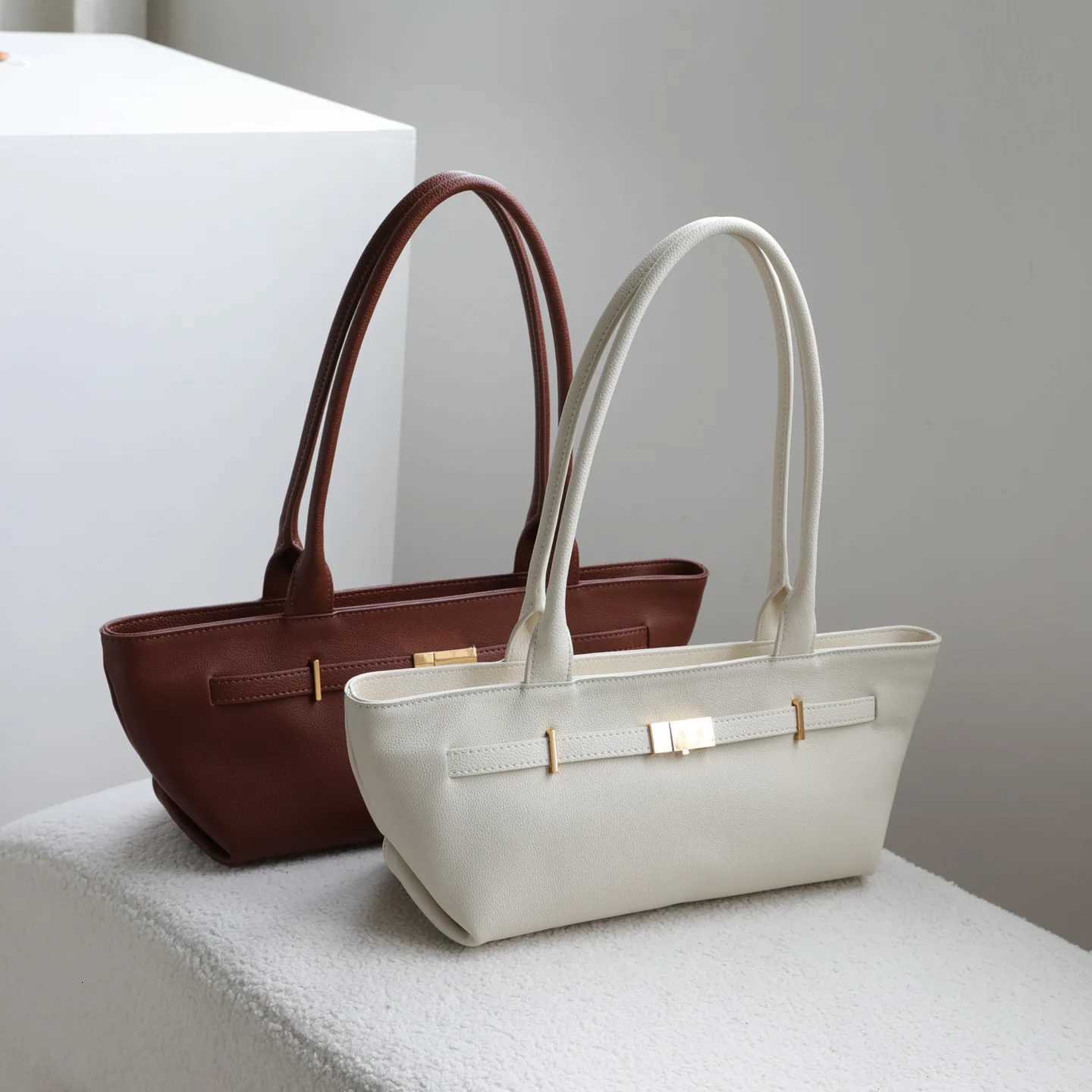 Evening Bags FIRMRANCH Niche Genuine Leather Minimalist Commuter Trapezoid Design Elegant Women's Shoulder Underarm Bag Trendy Purse H261016