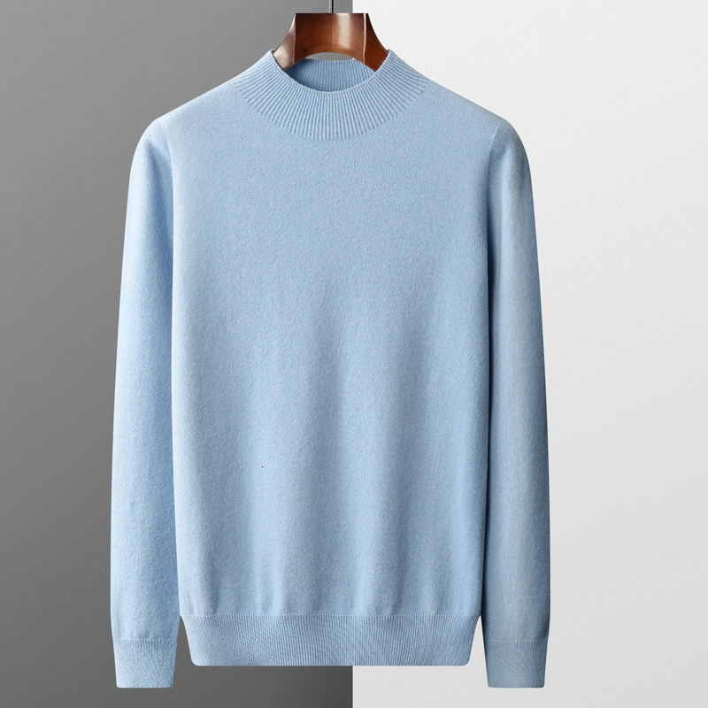 100% Pure Wool Cashmere Men's Half Turtleneck Pullover Casual Fashion Thickening Top Knitting Sweater 26Y1017