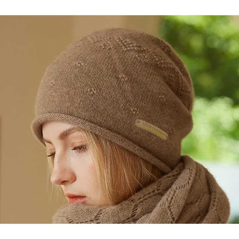 Beanie/Skull Caps Women 100% Pure Cashmere Knit Slouchy Beanie Winter Warm Soft Stylish Versatile Textured Lightweight Cold Weather AccessoryT261017