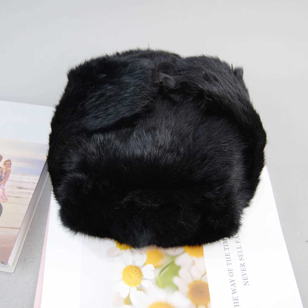 Trapper Hats 2026 Thick Warm Bomber Hat Men Real Rabbit Fur Earflap Trapper Russian Cap Male Plus Size Winter Hats for Men Ski Russian CapsT261017