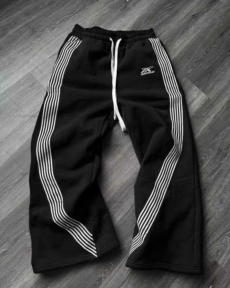Y2k Gray Casual Pants Vintage Functional Tactical Men's Women's Premium Jogging Wide Leg Pants Drawstring Streetwear Sweatpants S26101646O
