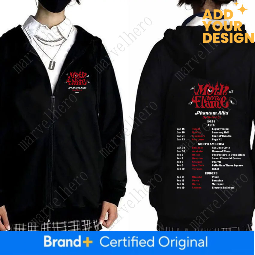 Ado Moth To A Flame Phantom Siita Zipper Hoodie Men Women Fashion Japanese Pop Music Streetwear Male Vintage Zip Up Hoodies