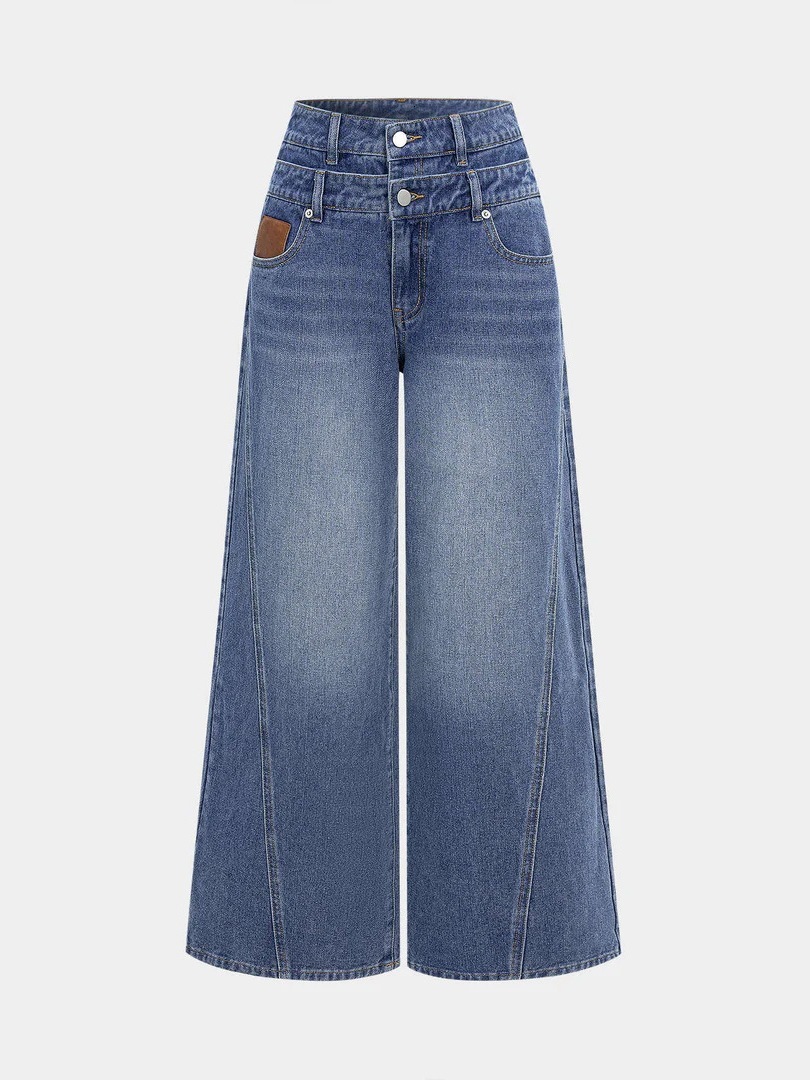 New High-Waisted Wide-Leg Women, Loose Fit, Slimming, Washed Straight-Leg Jeans for Women dongdumaoyi