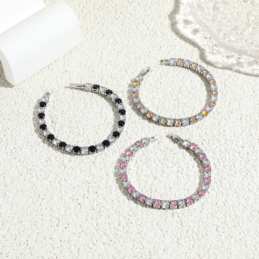 Live-Streaming Sales Of New, Full-Diamond Bracelets: European American Luxury And Purple Crystal Bracelets With Pink Diamond Claw Settings, Women�