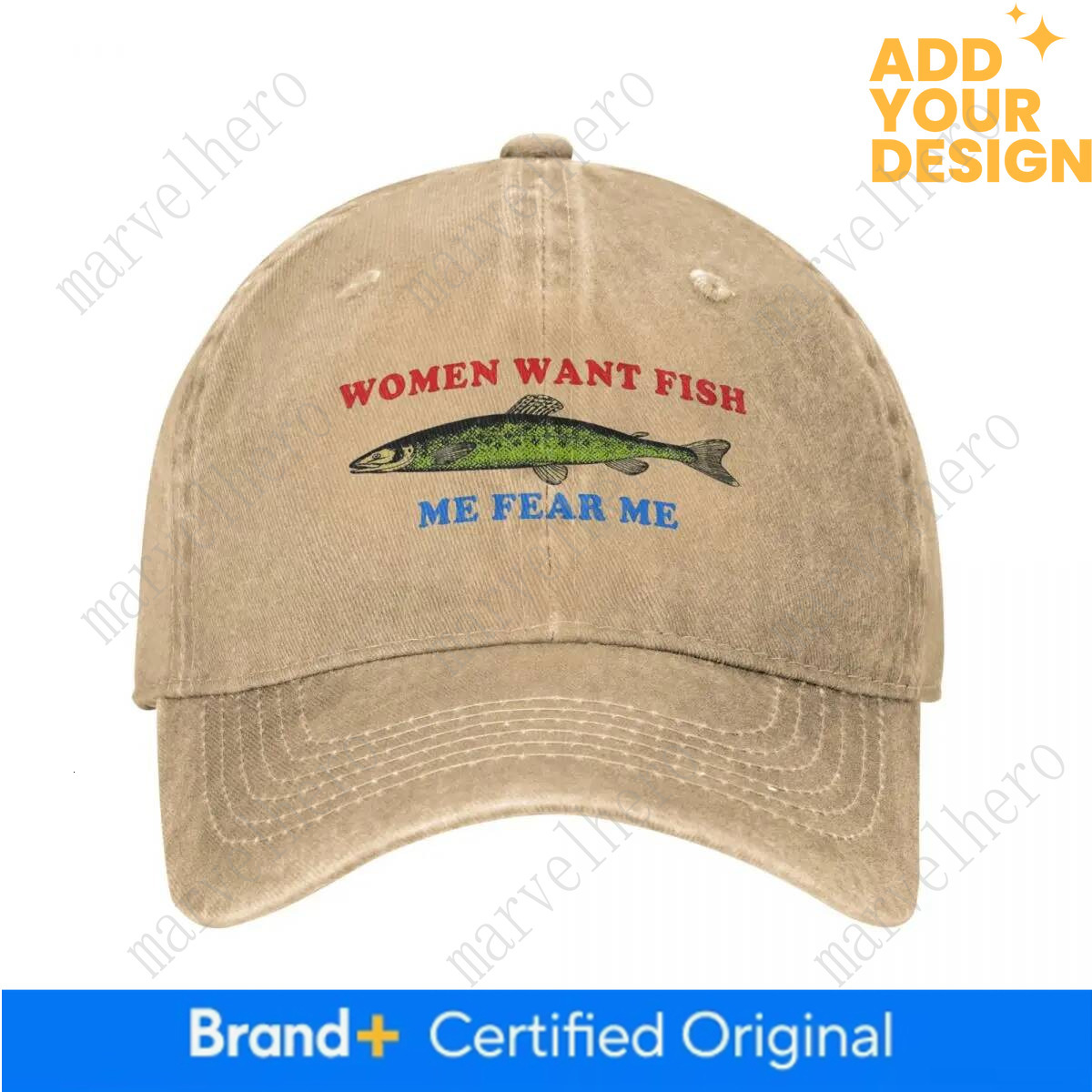 Women Want Fish Fear Me Baseball Cap Stuff Vintage Distressed Washed Funny Logo Dad Hat Casquette Unisex Style Outdoor Travel