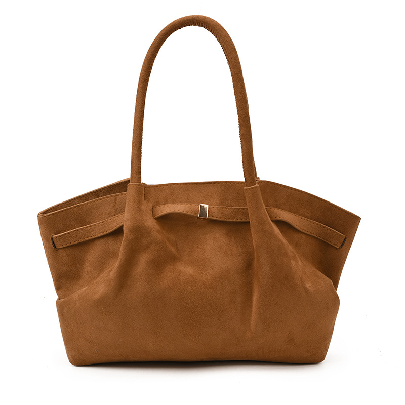 High Quality Retro Women Shoulder Bag, Solid Color Suede Large Capacity Messenger Bag