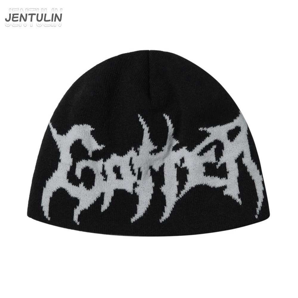 Y2k Women Caps Knitted Beanies Funny Letter Hats For Men Y2k Streetwear Winter Korean Kpop Vintage Gothic Warm Hip Hop Unisex BF S2610177X3G