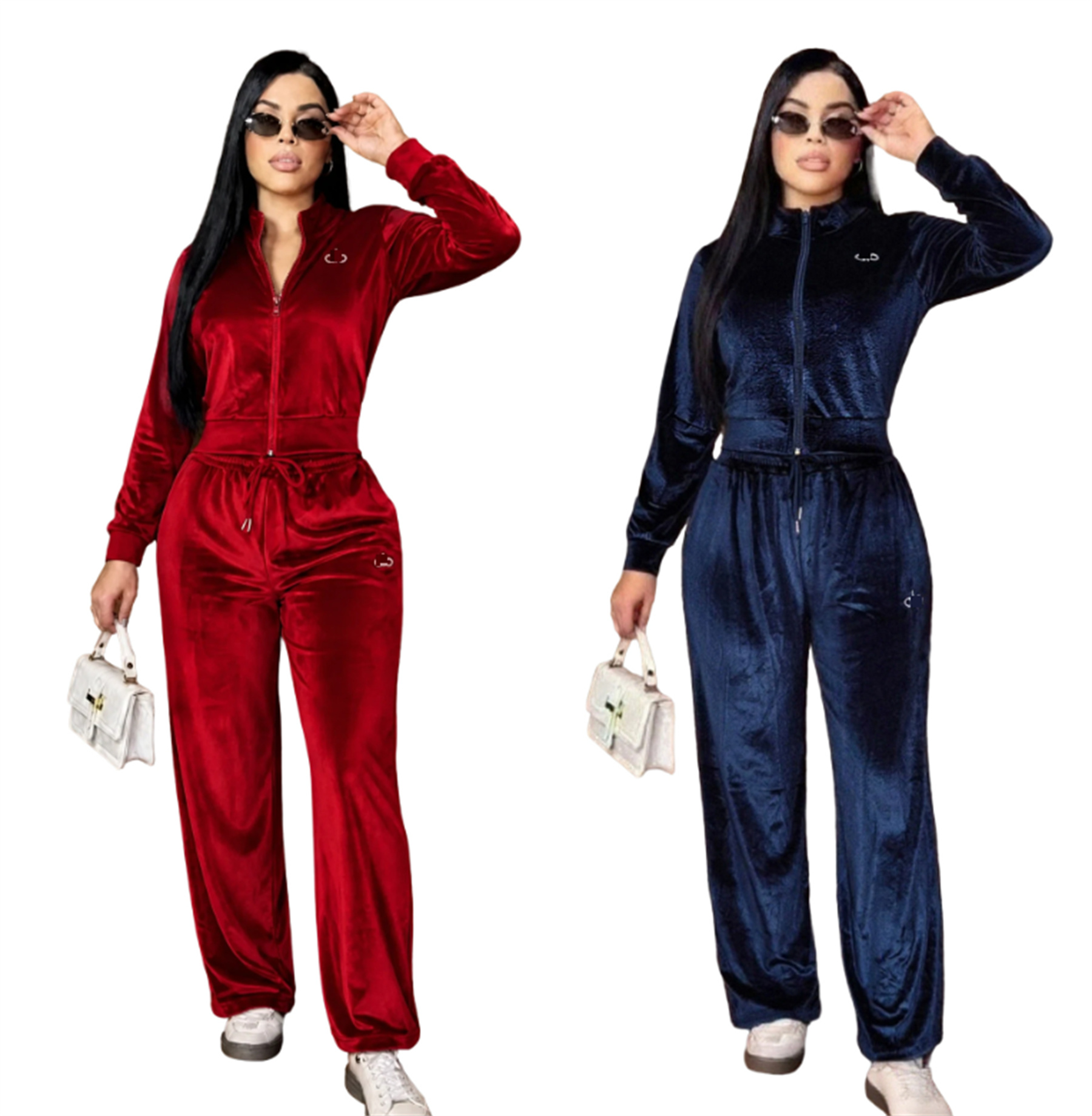 Designer Women's Tracksuits Embroidered Sweratshirt top Pants Track suits Women Sweatshirt Pants Suit Stand Collar Zipper Jackets+ waist Elasti
