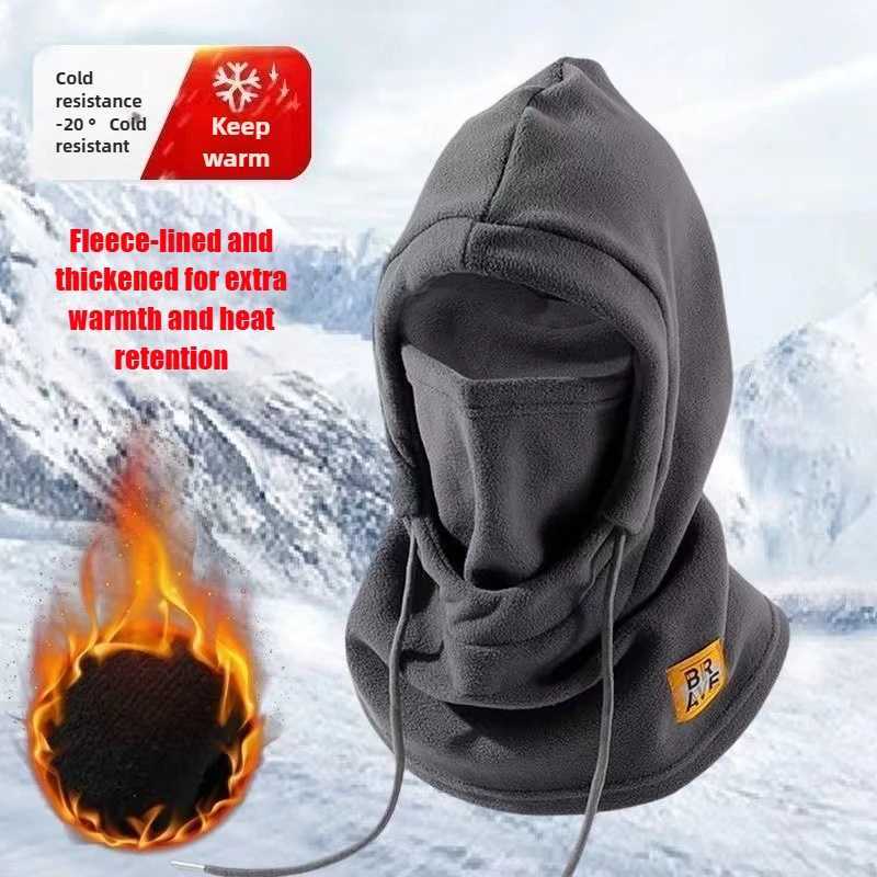 Beanie/Skull Caps 1pc Unisex winter Warm Ski Hat With Fleece Lining outdoor Knitted Thick Balaclava Neck Warmer Suitable For Cycling Skiing Hiking Q