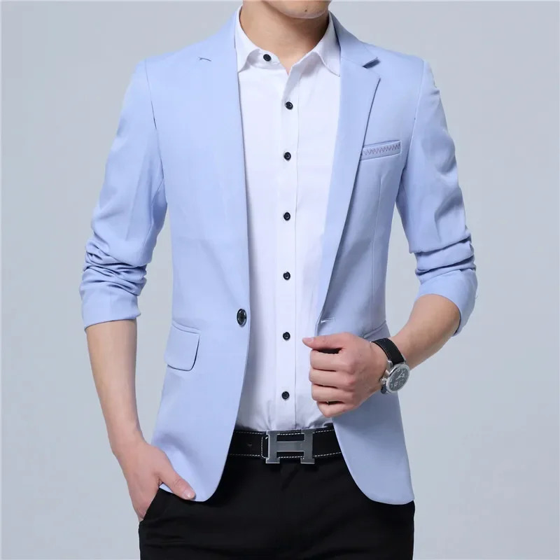 Fashion Spring Autumn Casual Men Blazer Cotton Slim England Suit Blaser Masculino Male Jacket Blazer Men Size M-5XL 261014