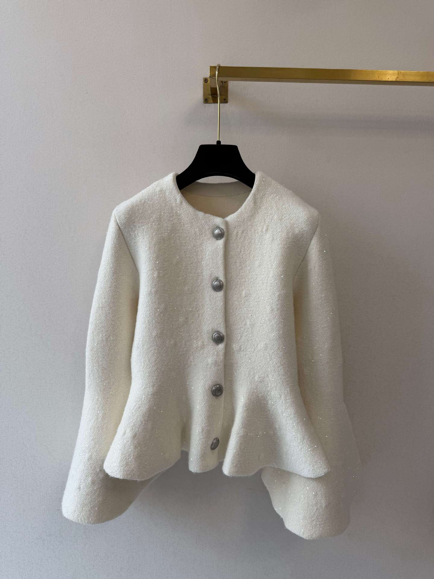 French Style, Elegant, Single-Breasted, Round Neck, Fitted, Knitted Tweed Coat For Women Makoufei