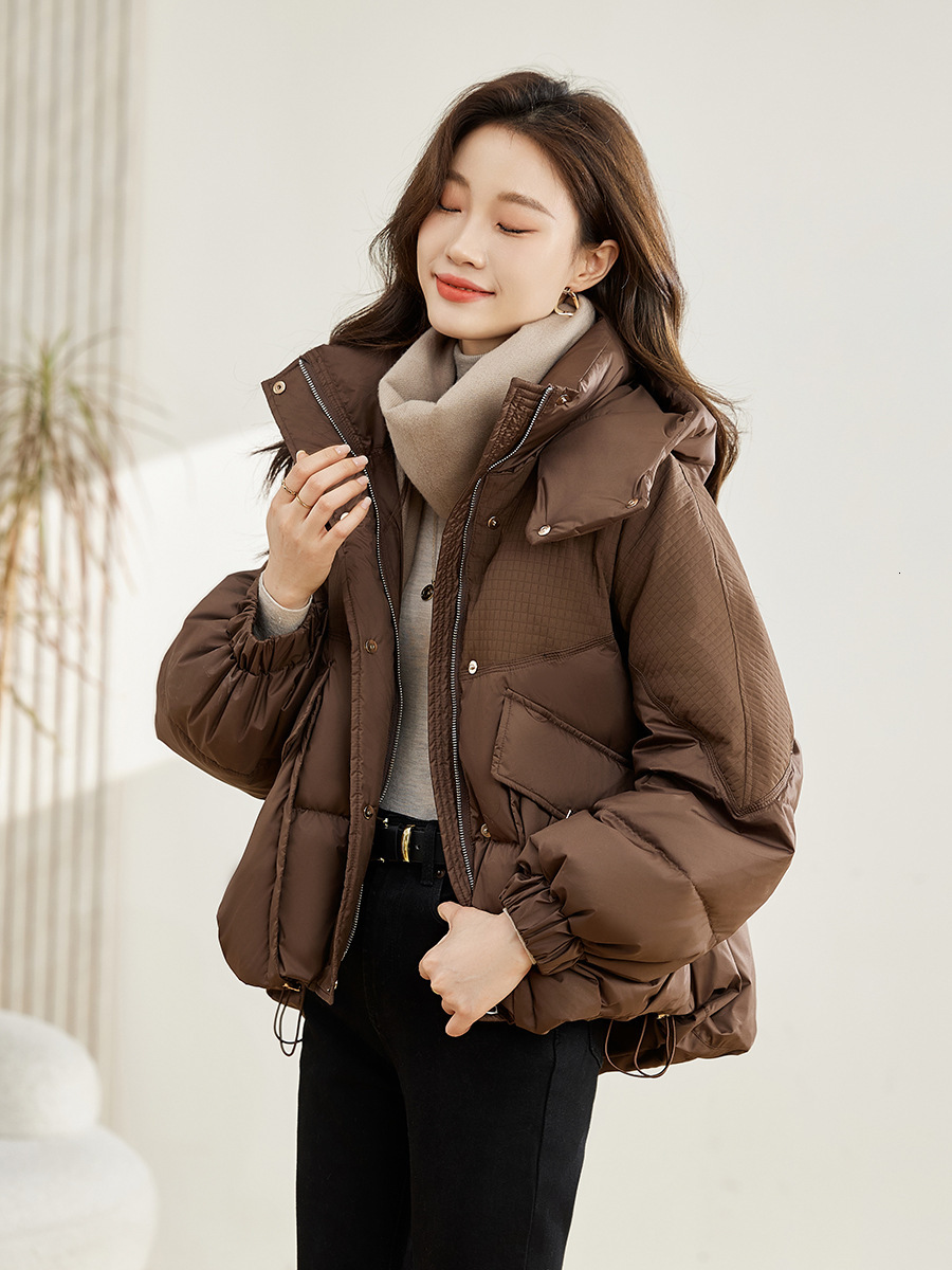 Designer 2026 winter women's petite short thick loose cotton jacket fashion warm hooded coat
