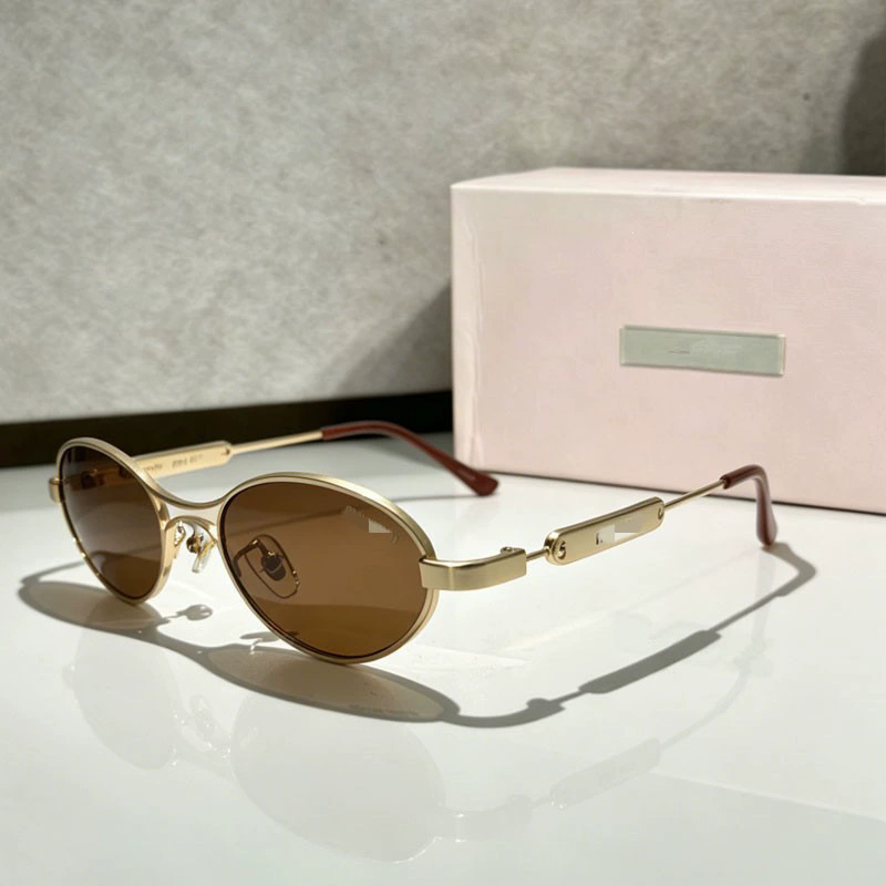 Designer Sunglasses Women Men Luxury Small frame Oval Classic Vintage Letter Fashion Driving Travel Party Beach Anti-UV UV400 Metal Sun glasses Gift
