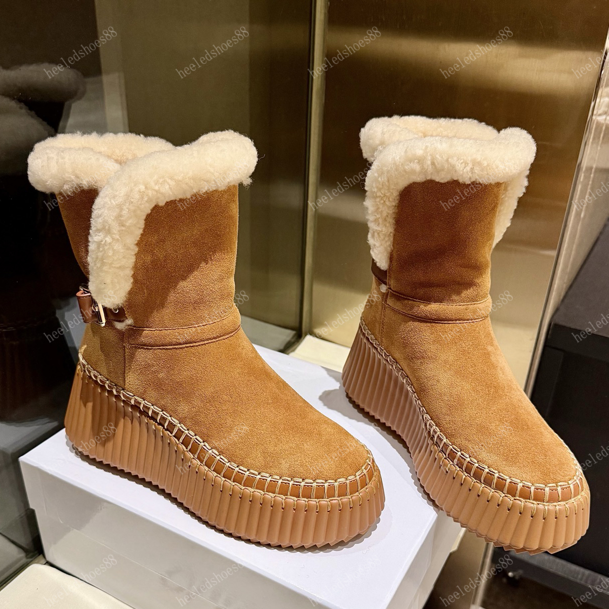 Snow Boots Designers Platform wool shoes for Women 2026 newest Winter Fashion combat Booties top Quality Wedge Casual Half Roman Boot 35-42