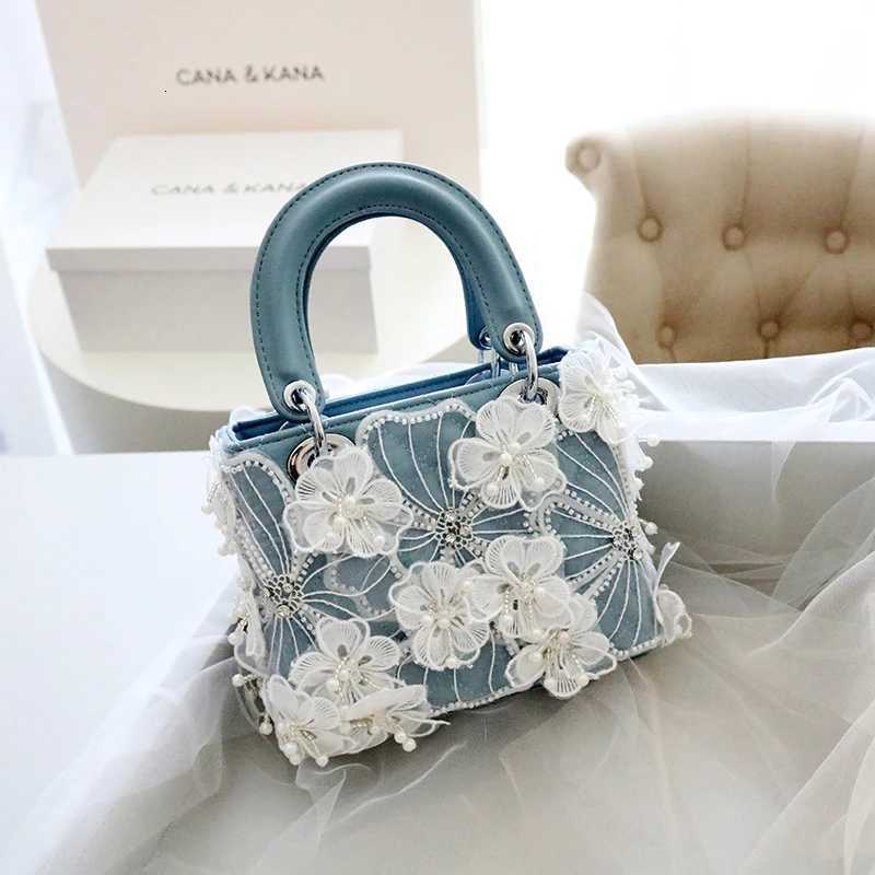Evening Bags Totes Pearl Lace Shoulder Handbag Korean Fashion 2026 Summer New Fashion Women's Bag H261016
