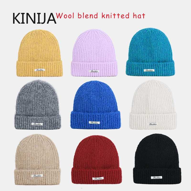 Beanie/Skull Caps New Slouchy Hats Wool Knitted Beanie Hats Autumn Cap Y2K Warm Cap for Women Solid Color Winter Accessories Girl Hats GiftT261017