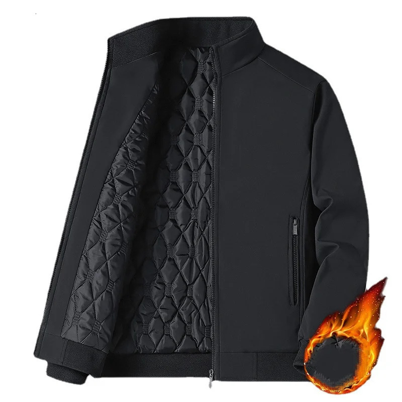 Winter Mens Fleece Warm Jackets Bomber Fashion Parkas Outerwear Coats Men Casual Windbreaker Jacket Classic Solid Thermal Coat 261016