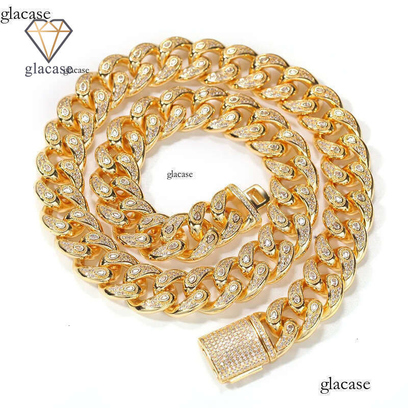 High Quality Iced Out Cuban Link Necklace Bracelets Mens Hip Hop Gold Chain Necklaces Jewelry 15mm