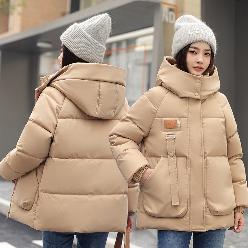 Luxury Brand Designer Clothes Foreign Trade Korean Version Women's Loose Down Cotton Hooded Jacket British Style Patch Slimming Puffer Jacket W