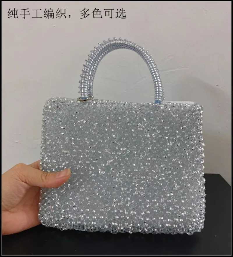 Evening Bags Pure Handmade Woven Handbag for Women's Bag Single Shoulder Crossbody Bag Small Square Bag Shiny PVC Woven Women's Bag H26101