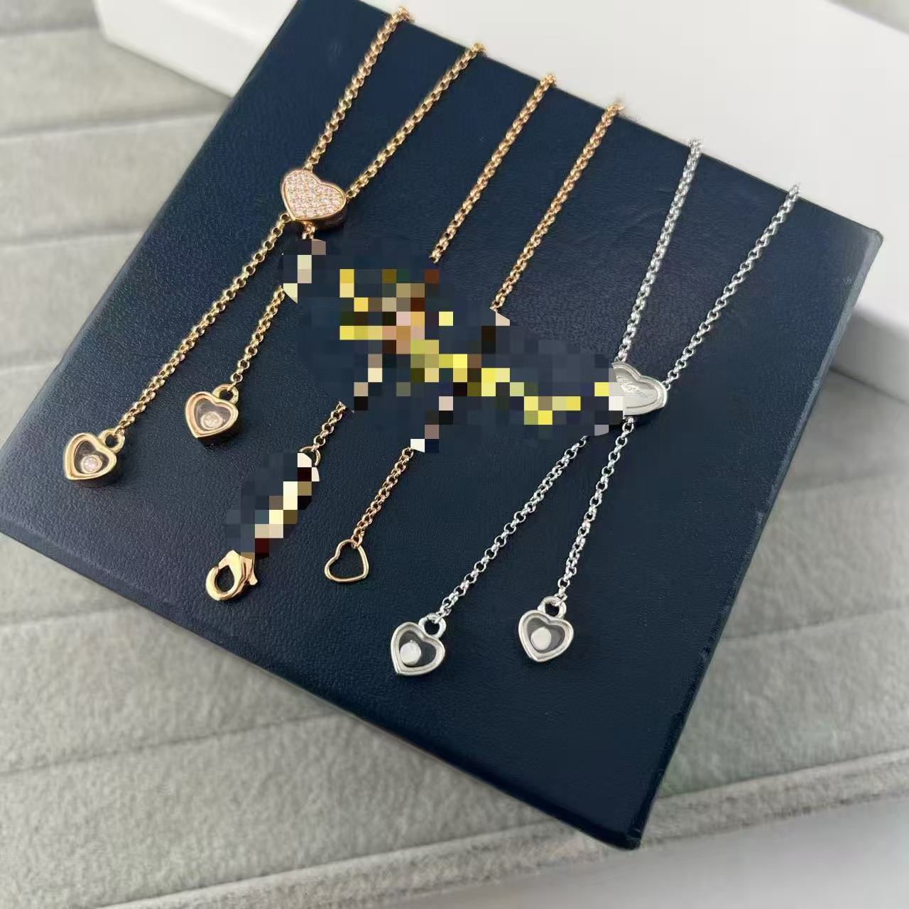 Chopardlies Chopardity Jewelry Necklace Chopars Happy Diamond Designer Necklace For Woman Man Full-diamond Heart-shaped Stretch Chain Pendant For Sw