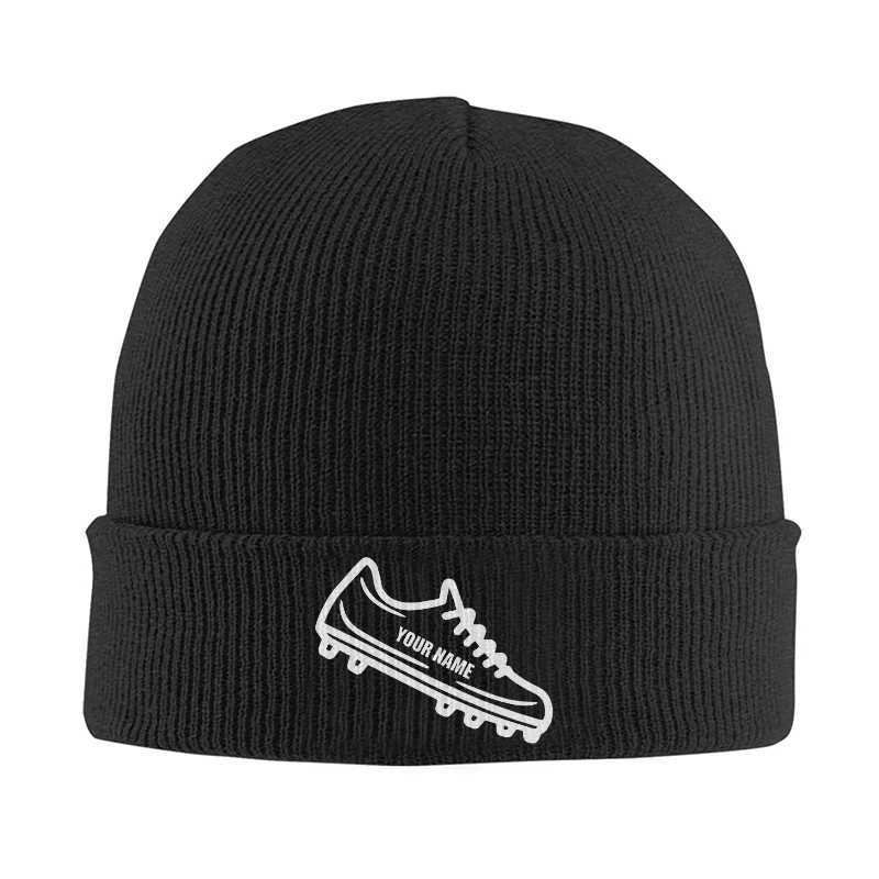 Your Name Custom Football Cleat Knit Beanie Hat Personalized Socr Boot Graphic Cuff Winter Warm Skull Cap for Men Women S261017I0NK