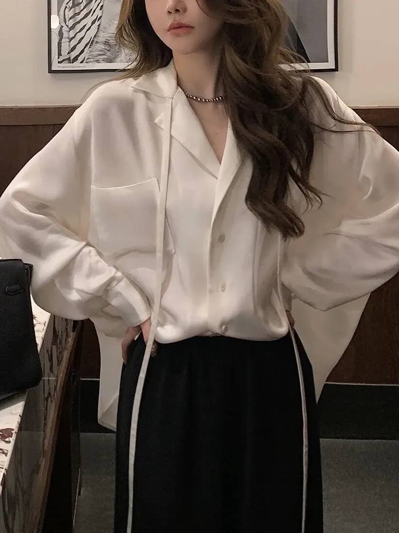 Women Blouse ladies dress Designer Womens Loose Blouses Shirts Anagram Silk And Satin Classic Summer New Paris T Shirt Casual Long Sleeve Tops Femme