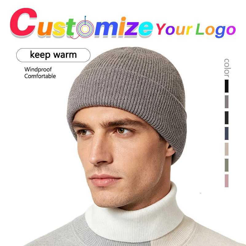 Beanie/Skull Caps Autumn And Winter Warm Knitted Hats Custom Solid Color Beanie for Women and Men Woolen Windproof Ear Protection Thick CapsT261017